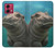S3871 Cute Baby Hippo Hippopotamus Hülle Schutzhülle Taschen für Motorola Moto G84