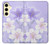 S2361 Purple White Flowers Hülle Schutzhülle Taschen für Samsung Galaxy S24 FE