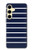 S2767 Navy White Striped Hülle Schutzhülle Taschen für Samsung Galaxy S24 FE