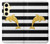 S2882 Black and White Striped Gold Dolphin Hülle Schutzhülle Taschen für Samsung Galaxy S24 FE