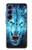 S0752 Blue Fire Grim Wolf Hülle Schutzhülle Taschen für Samsung Galaxy S25