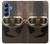 S2645 Vintage Brown Goggles Motorcycle Helmet Hülle Schutzhülle Taschen für Samsung Galaxy S25
