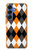 S3421 Black Orange White Argyle Plaid Hülle Schutzhülle Taschen für Samsung Galaxy S25