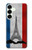 S2859 Vintage France Flag Eiffel Tower Hülle Schutzhülle Taschen für Samsung Galaxy S25 Plus