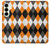 S3421 Black Orange White Argyle Plaid Hülle Schutzhülle Taschen für Samsung Galaxy S25 Plus