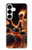 S3985 Fire Skull Drummer Hülle Schutzhülle Taschen für Samsung Galaxy S25 Plus