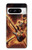 S3984 Fire Skeleton Playing Guitar Hülle Schutzhülle Taschen für Google Pixel 8 pro