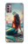 S4006 Oil Painting Mermaid Hülle Schutzhülle Taschen für Motorola Moto G30, G20, G10