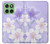 S2361 Purple White Flowers Hülle Schutzhülle Taschen für Motorola Edge 60