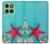 S3428 Aqua Wood Starfish Shell Hülle Schutzhülle Taschen für Motorola Edge 60
