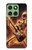 S3984 Fire Skeleton Playing Guitar Hülle Schutzhülle Taschen für Motorola Edge 60