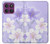 S2361 Purple White Flowers Hülle Schutzhülle Taschen für Motorola Edge 60 Pro