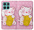 S3025 Pink Maneki Neko Lucky Cat Hülle Schutzhülle Taschen für Motorola Edge 60 Fusion