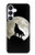 S1981 Wolf Howling at The Moon Hülle Schutzhülle Taschen für Samsung Galaxy S25 FE