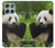 S1073 Panda Enjoy Eating Hülle Schutzhülle Taschen für Motorola Moto G56
