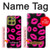 S2933 Pink Lips Kisses on Black Hülle Schutzhülle Taschen für Motorola Moto G86