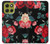 S3112 Rose Floral Pattern Black Hülle Schutzhülle Taschen für Motorola Moto G86