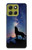 S3555 Wolf Howling Million Star Hülle Schutzhülle Taschen für Motorola Moto G86