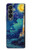 S4092 Moonlit Lighthouse Coastal Painting Hülle Schutzhülle Taschen für Samsung Galaxy Z Fold 4