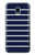S2767 Navy White Striped Hülle Schutzhülle Taschen für Samsung Galaxy J3 (2018), J3 Star, J3 V 3rd Gen, J3 Orbit, J3 Achieve, Express Prime 3, Amp Prime 3