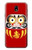 S3045 Japan Good Luck Daruma Doll Hülle Schutzhülle Taschen für Samsung Galaxy J7 (2018), J7 Aero, J7 Top, J7 Aura, J7 Crown, J7 Refine, J7 Eon, J7 V 2nd Gen, J7 Star