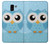 S3029 Cute Blue Owl Hülle Schutzhülle Taschen für Samsung Galaxy J6 (2018)