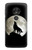 S1981 Wolf Howling at The Moon Hülle Schutzhülle Taschen für Motorola Moto G7 Power