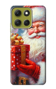 S4029 Xmas Smiling Santa Claus Gift Box Hülle Schutzhülle Taschen für Motorola Moto G86