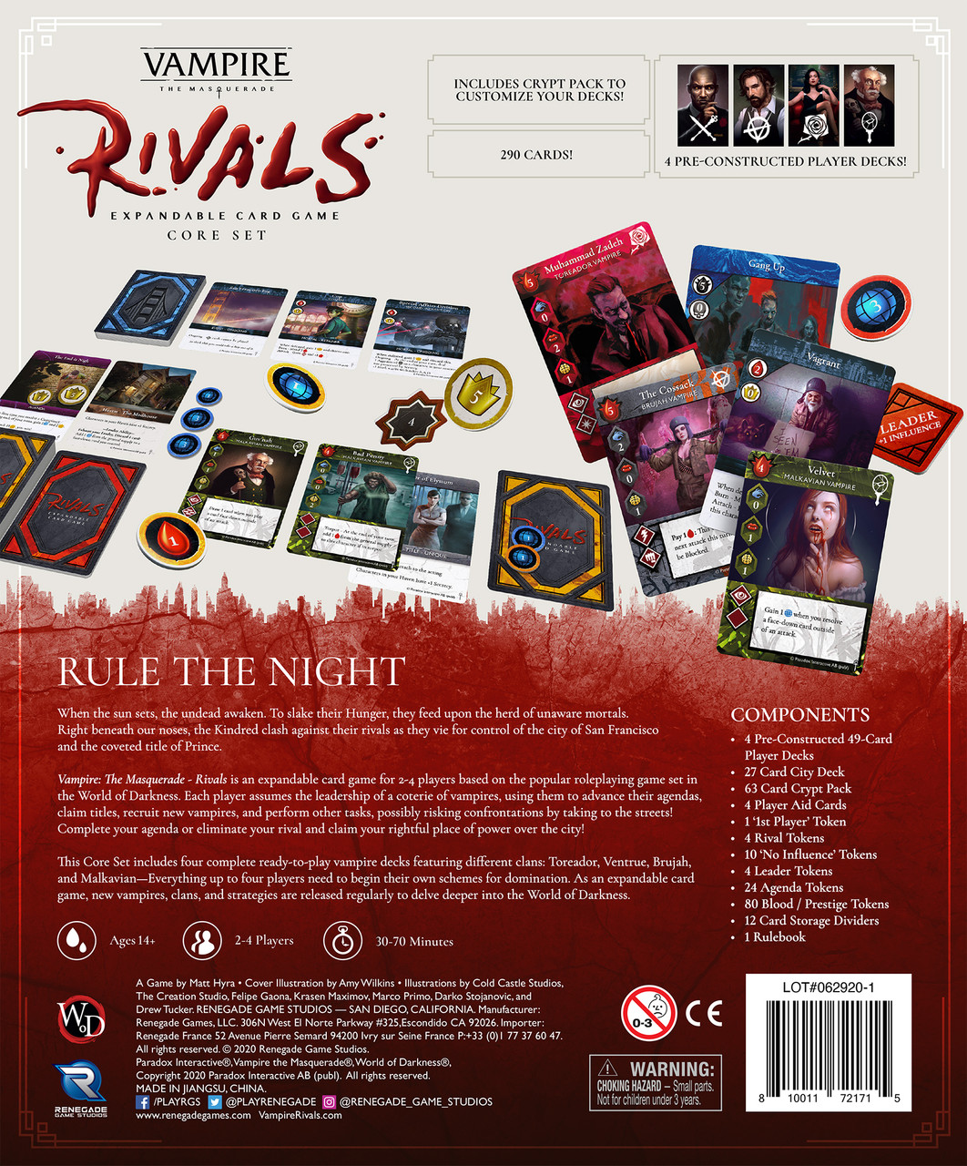 Vampire: The Masquerade Rivals Expandable Card Game The Hunters & The  Hunted: Core Set - Everything Needed To Play, Card Game Based On The RPG,  Ages 14+, 2-4 Players 