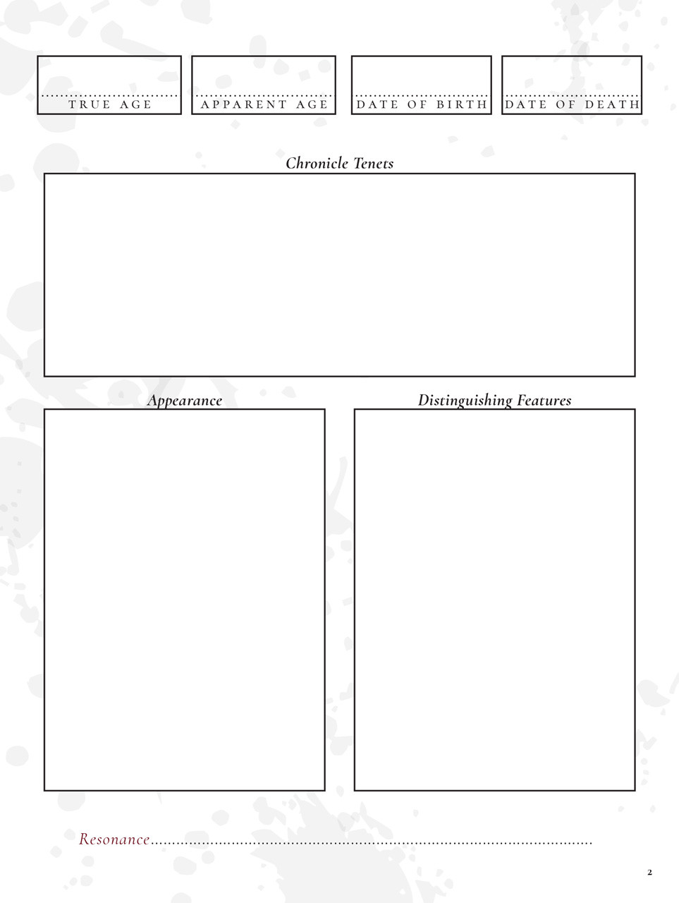 Vampire the Masquerade Character Sheet - dicegeeks