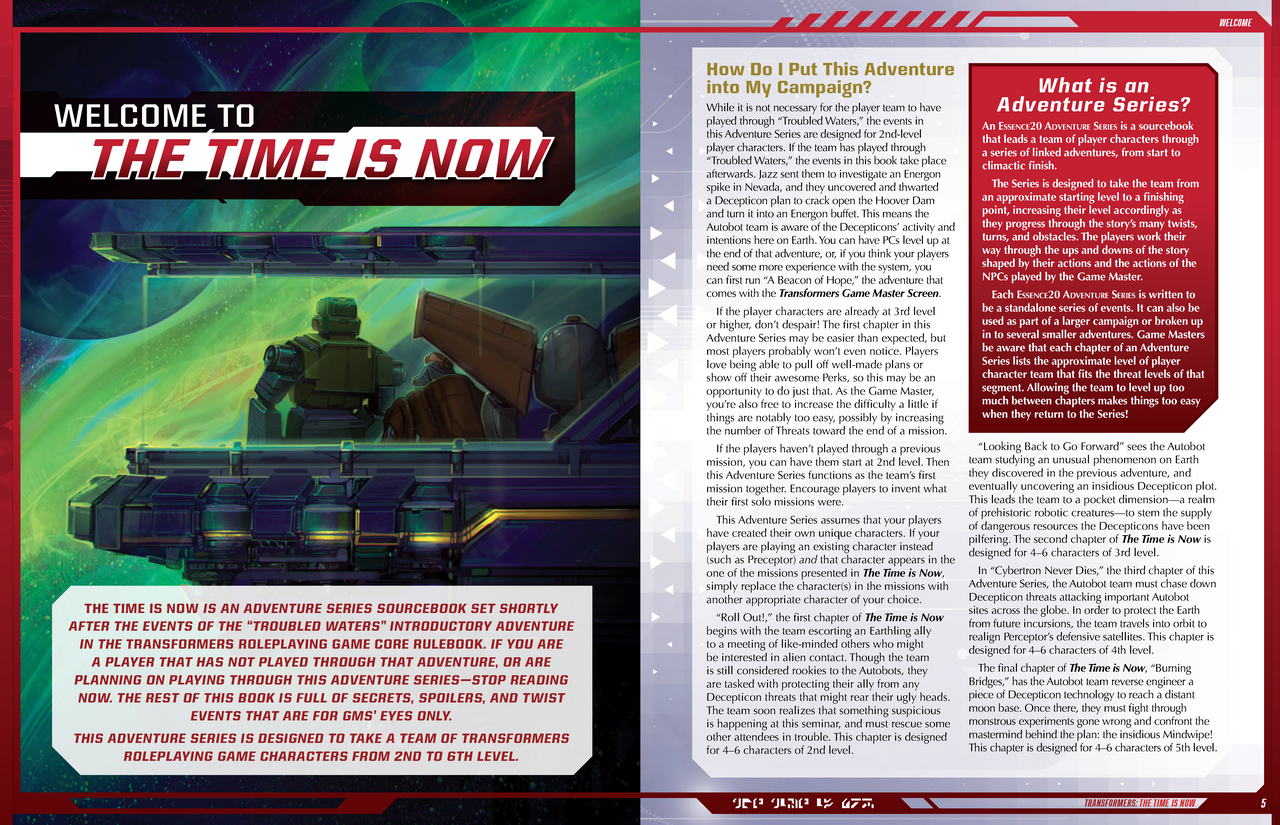 Transformers Roleplaying Game The Time is Now Adventure Book