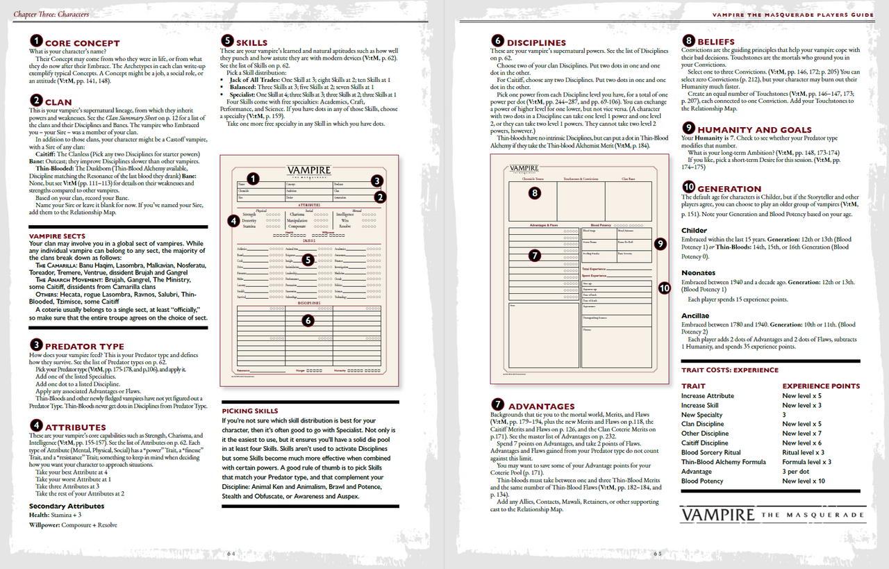 Vampire: The Masquerade 5th Edition NPC Sheet, PDF, Vampires