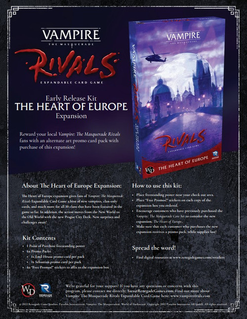Vampire: The Masquerade Rivals Expandable Card Game Heart of Europe Early Release Kit