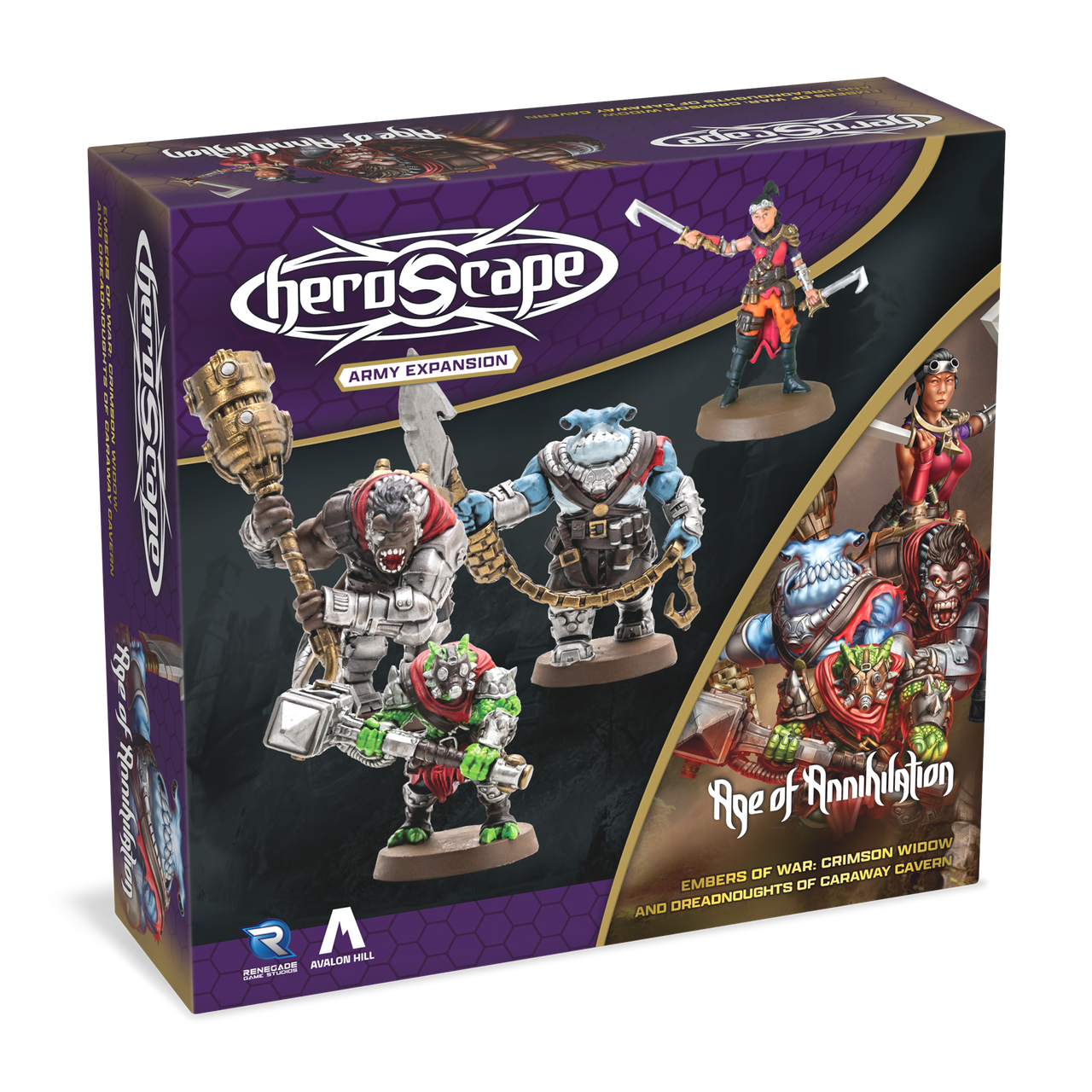 Heroscape: Crimson Widow & Dreadnoughts of Caraway Cavern Army Expansion 3D