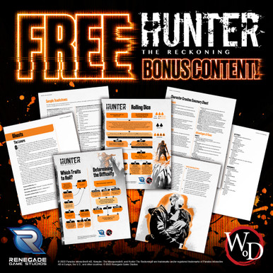 Hunter: The Reckoning 5th Edition Dice Set | 15 Custom 20mm d10s for Tabletop RPG – Includes Orange & Black Desperation Dice