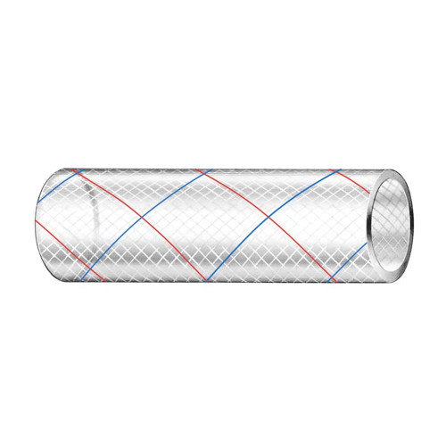 Trident Marine 3\/8" x 50' Clear Reinforced PVC Hose Tubing Red  Blue Tracer [162-0386]