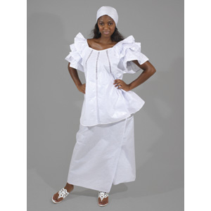  White Brocade Pleated Skirt Set