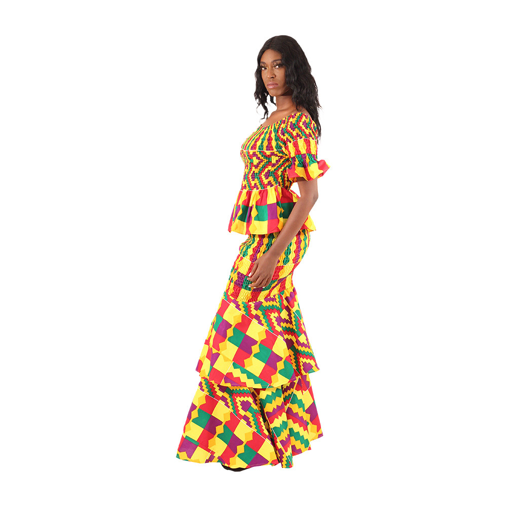 Kente 2Piece Elastic Skirt Set Women's DressesAfrican Fashion