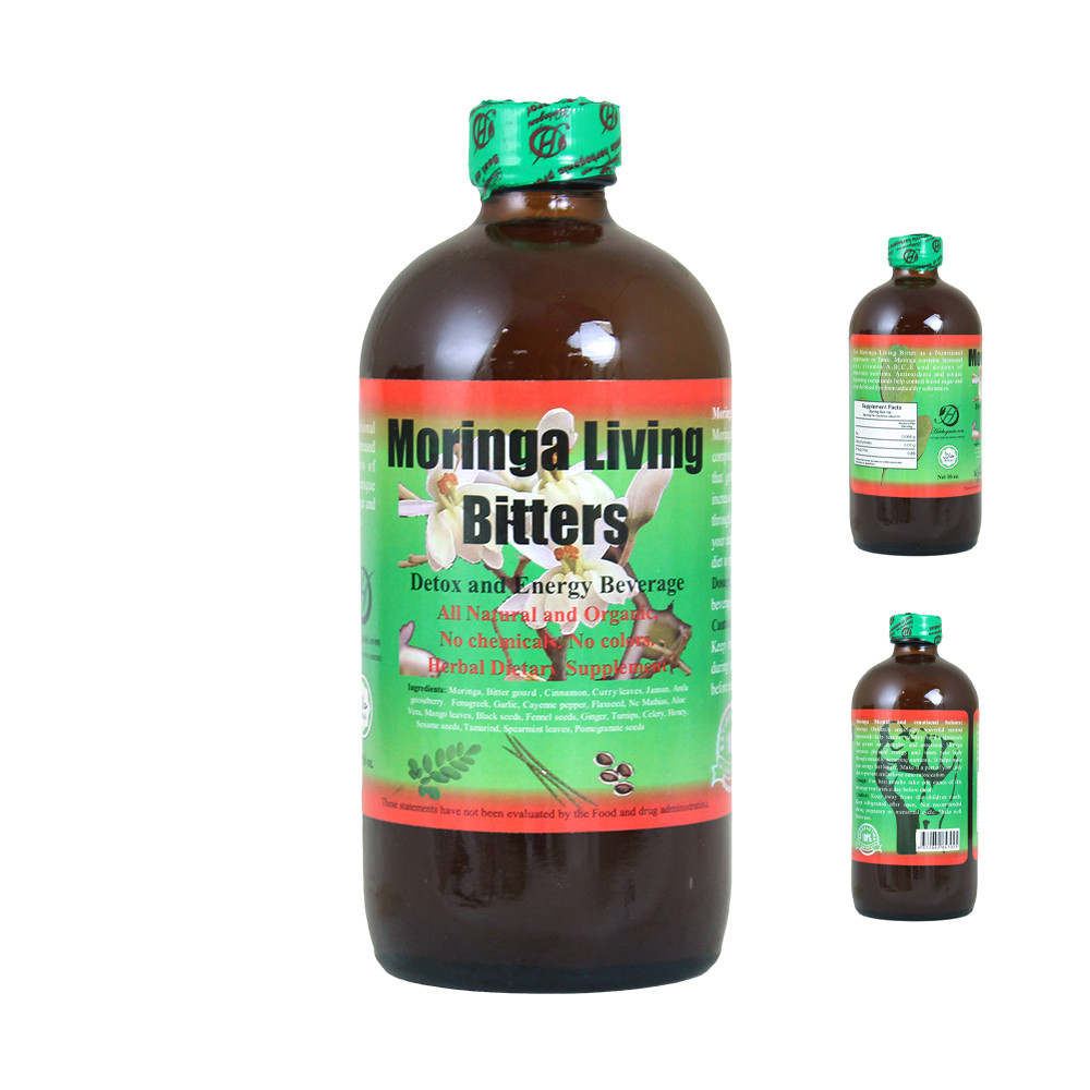 Organic Moringa Detox Bitters 16 oz. Herbal Remedies & Edibles