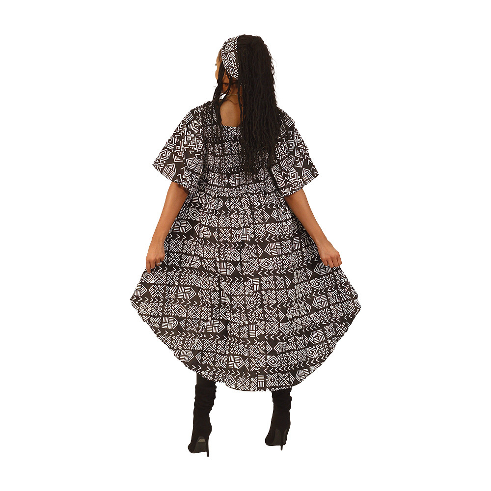 Ankara Print Hi-Low Ruffle Dress - ONE SIZE