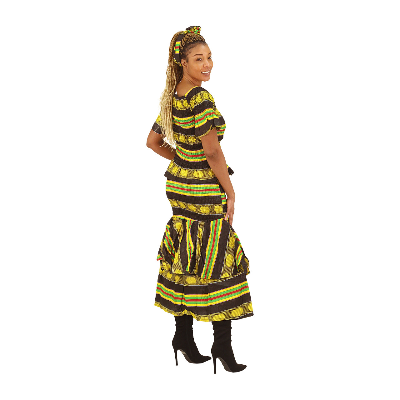 Kente Print Smocked Dress