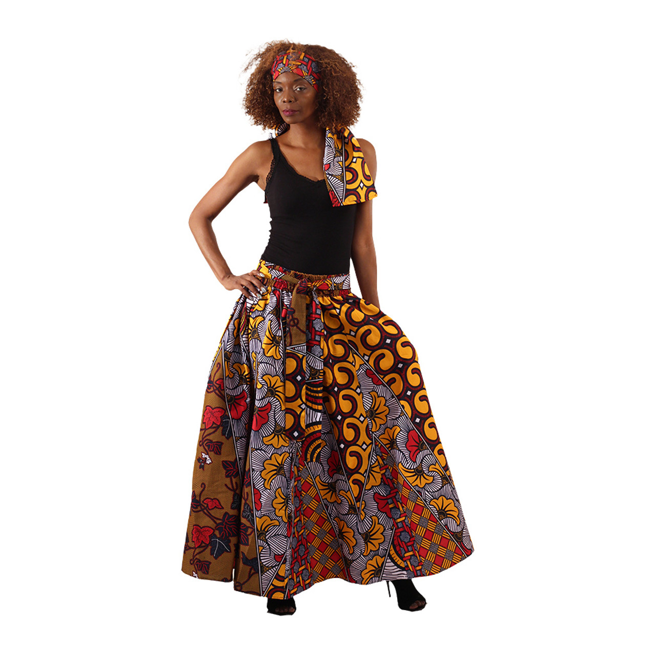 African Print Long Skirt & Wrap - African Women's Clothing