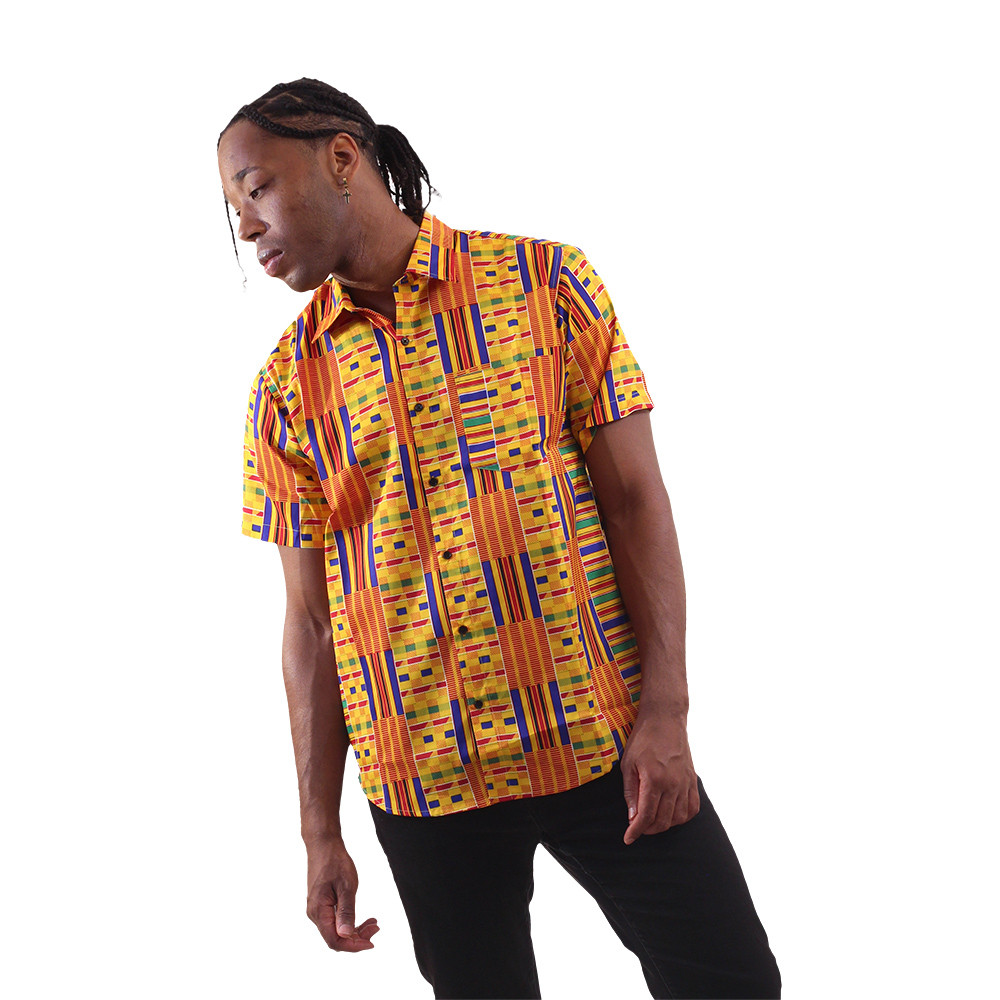 Kente Short-Sleeve Button Down Shirt - Africa Imports