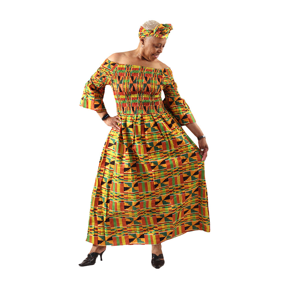 African Print Elastic Maxi Dress - Africa Imports