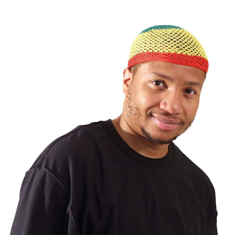 Rasta Color Knitted Kufi Cap (G-Y-R) - Hats and Headwear - African
