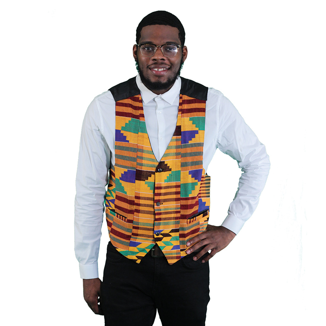 African-Made Hand Woven Kente Vest - Unisex Clothing - African Fashion