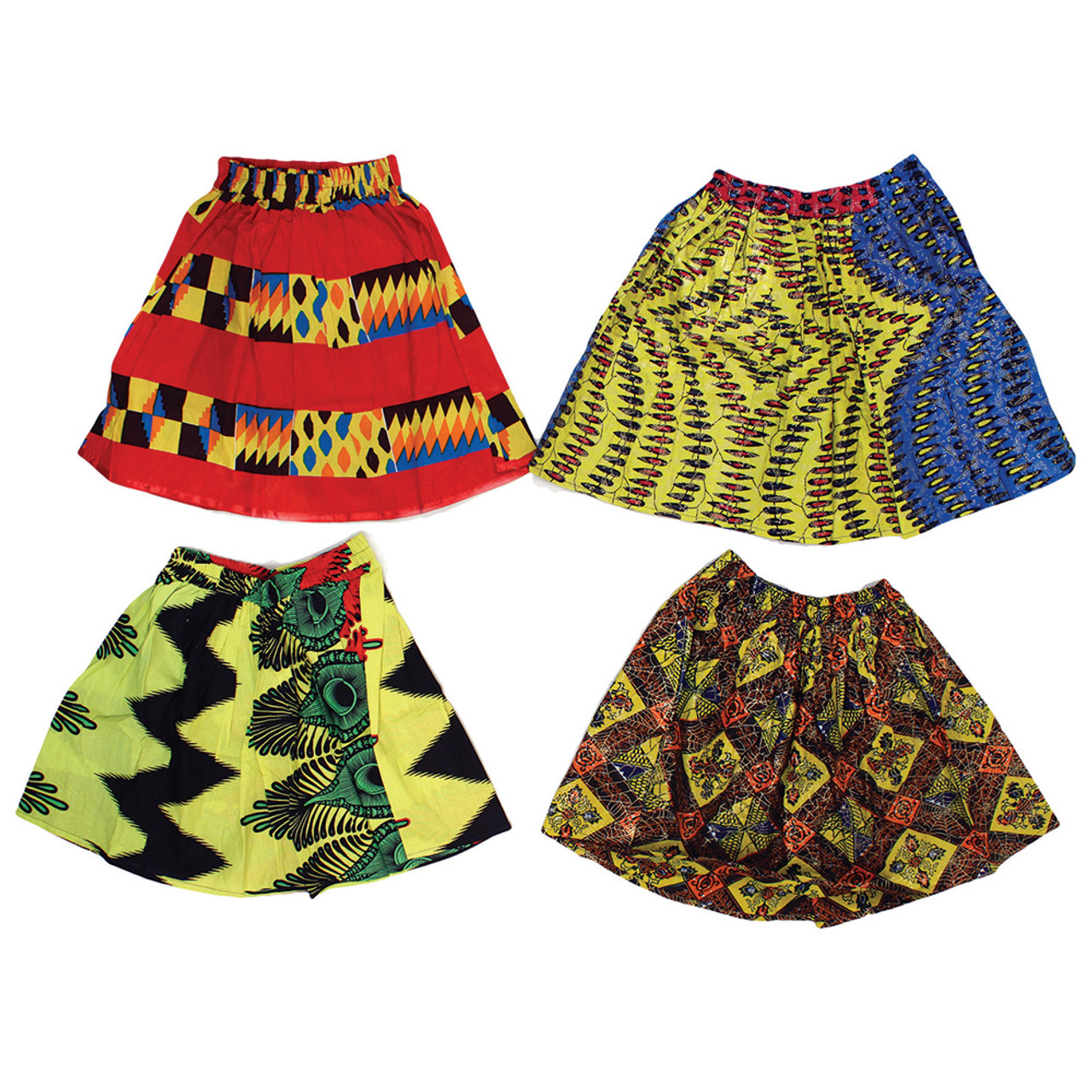 Set Of 4 ASRTD African Print Mini Skirts - Women's Dresses-African Fashion