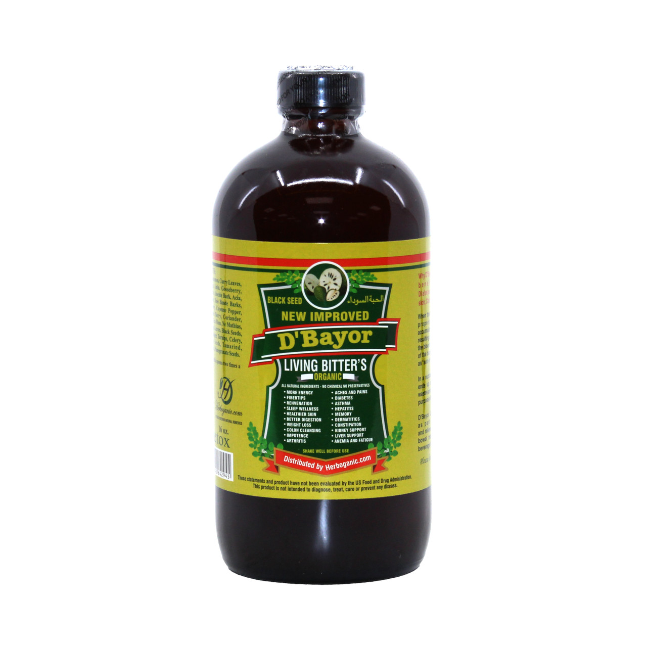 D'Bayor Organic Living Bitters - 16 oz. - Herbal Remedies
