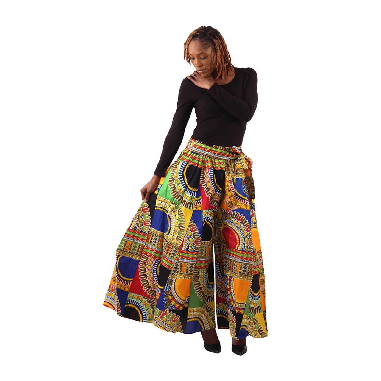 Traditional Patchwork Palazzo Pants - Women's Pants Suits - African Fashion