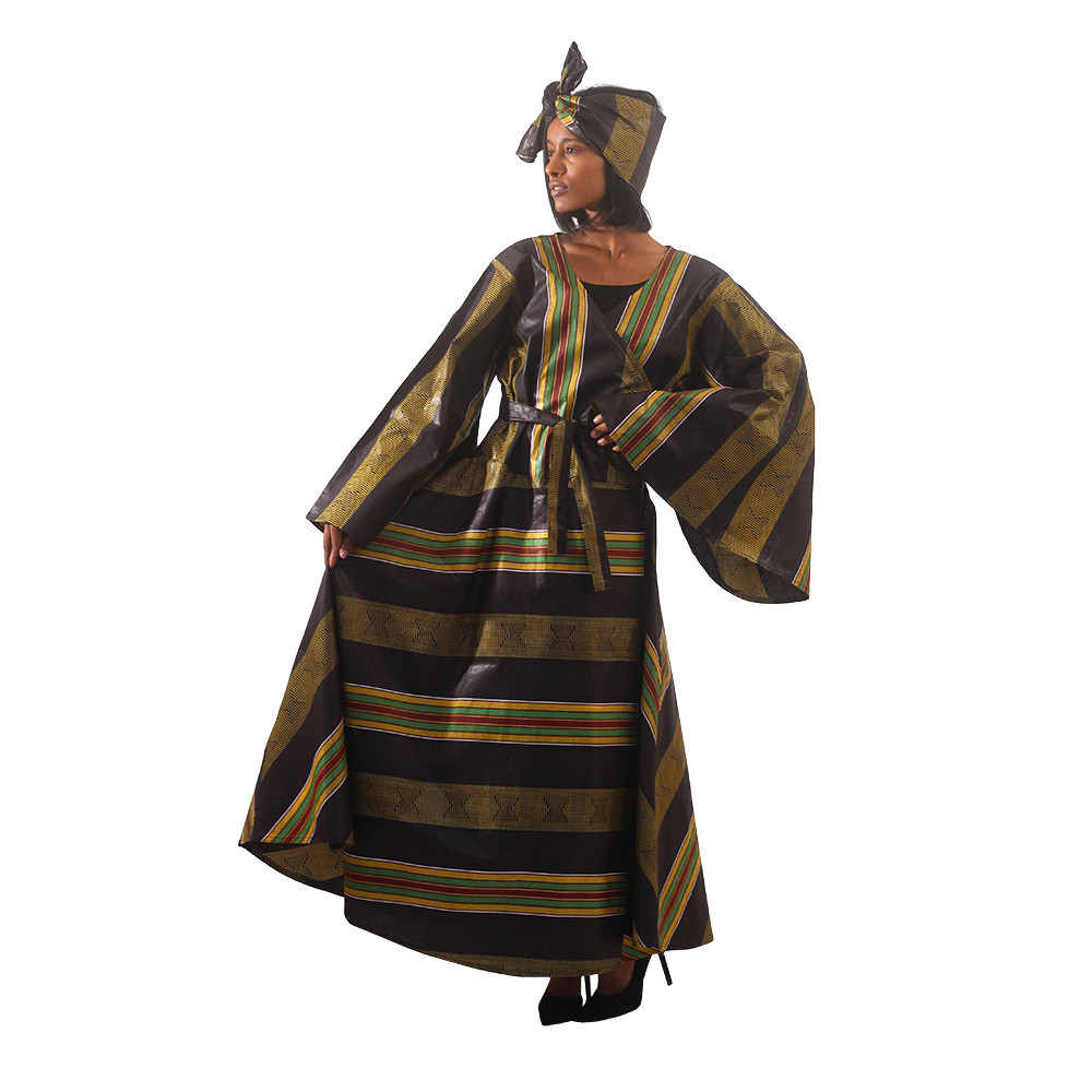 Kente Wrap Dress: #4 BLACK - Women's Dresses-African Fashion | Africa  Imports